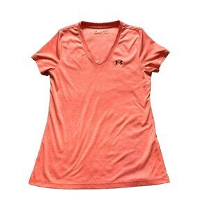 Under Armour Shirt Womens Medium V-Neck Loose Fit Heat Gear Short Sleeve Ladies‎